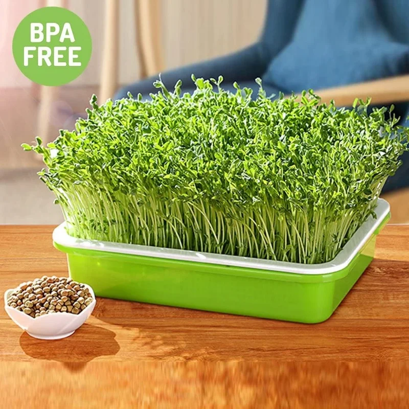 

2pcs Pink Garden Seed Sprouter Tray BPA Free PP Soil-Free Big Capacity Healthy Wheatgrass Grower Sprouting Kit Garden Supplies