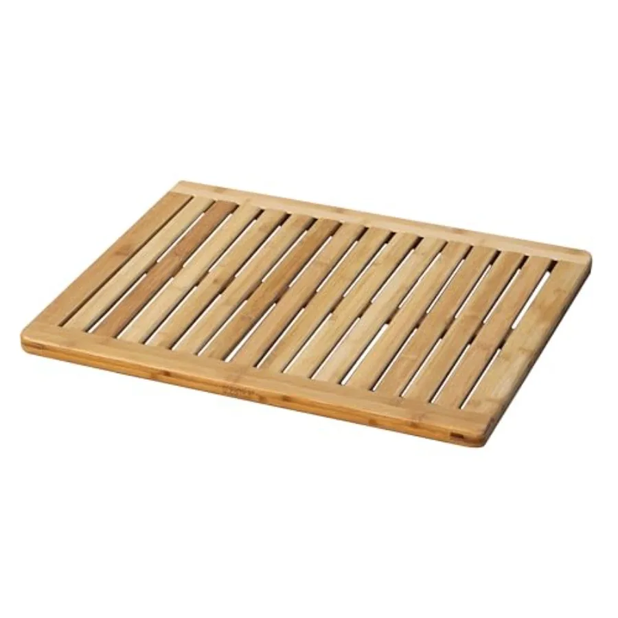 

Bamboo Floor and Shower Mat for Bathroom Natural Color Non-Slip Sustainable Material Eco-Friendly and Durable