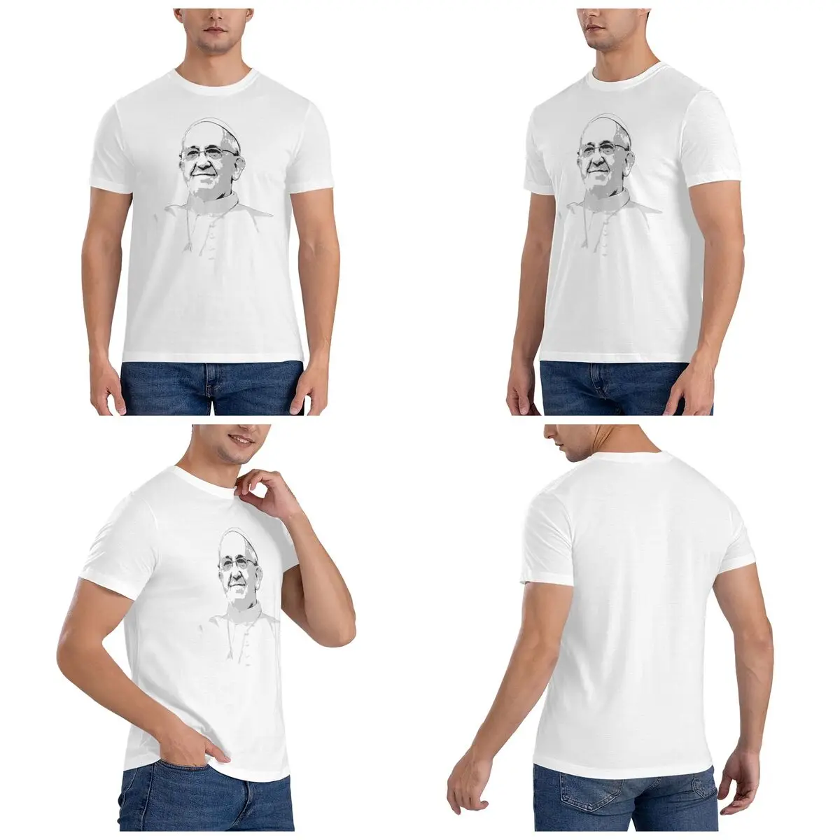 Pope Francis Men T-Shirt Classic Plus Size T Shirts Men's Round Neck Cotton Tees Short Summer Male