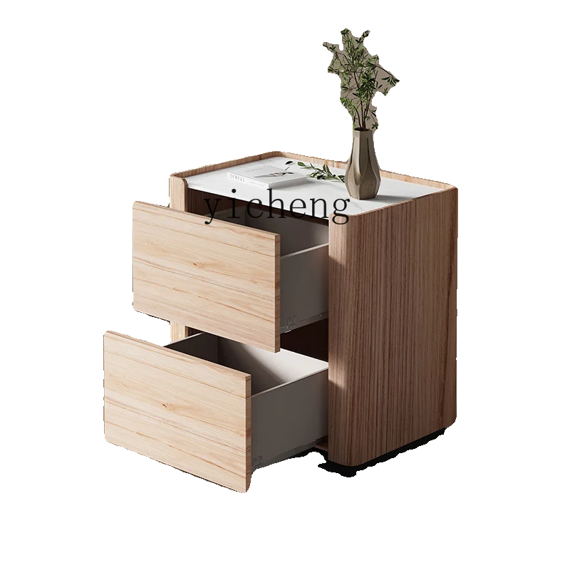 

Zz solid wood small simple modern home bedroom side few creative light luxury high sense master bedroom bedside table