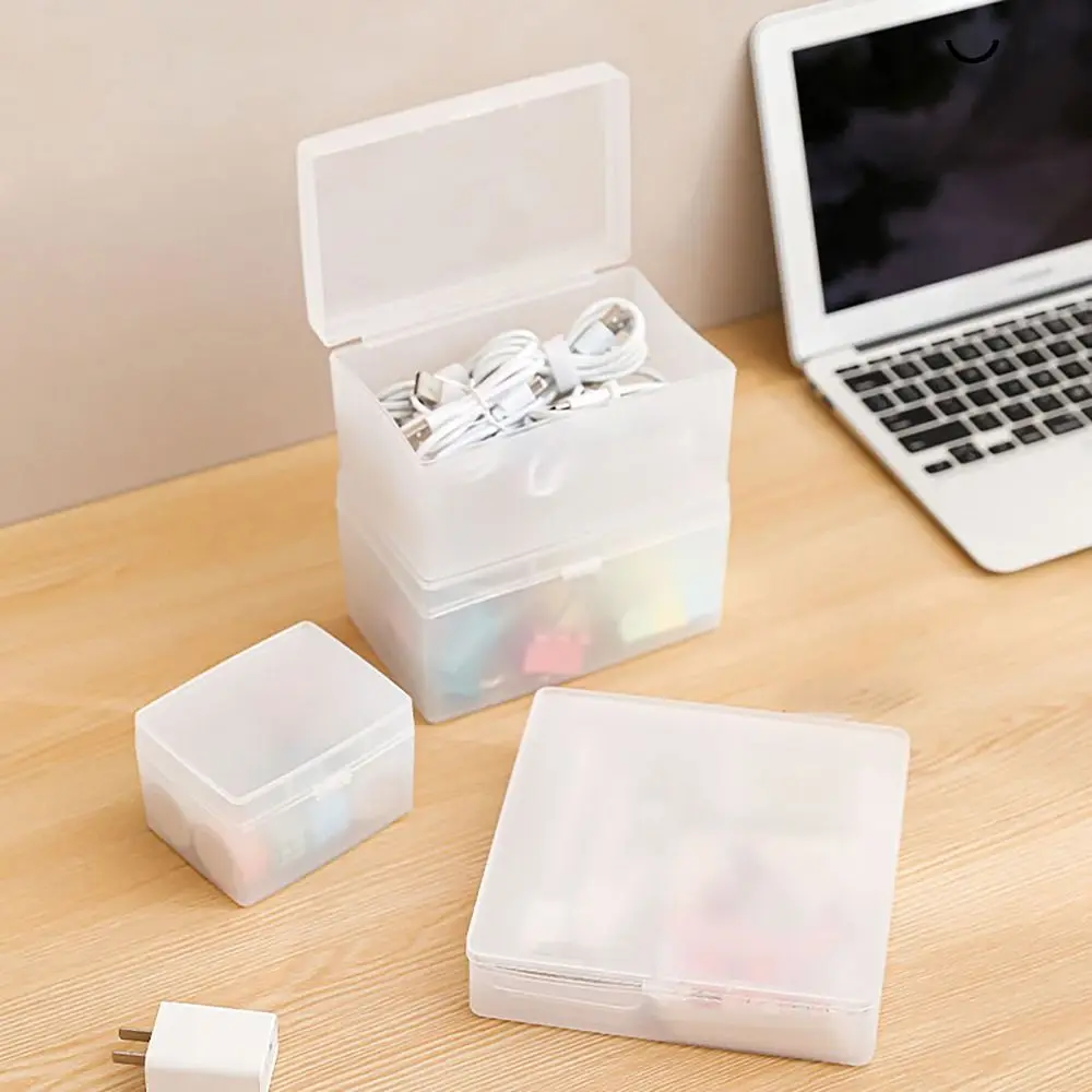 With Cover Frosted Storage Box Multifunctional Dustproof Storage Cube Plastic Large Capacity Stationery Organizer Desktop