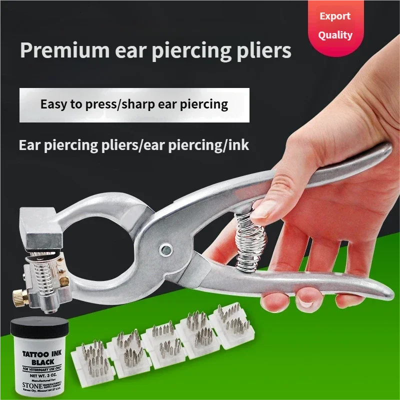 Ear Clipper Pig Tattoo Clipper Dog Ear Tag Clipper Tag Clipper Pet Dog Marking Pliers Animal Coding Pliers Ink