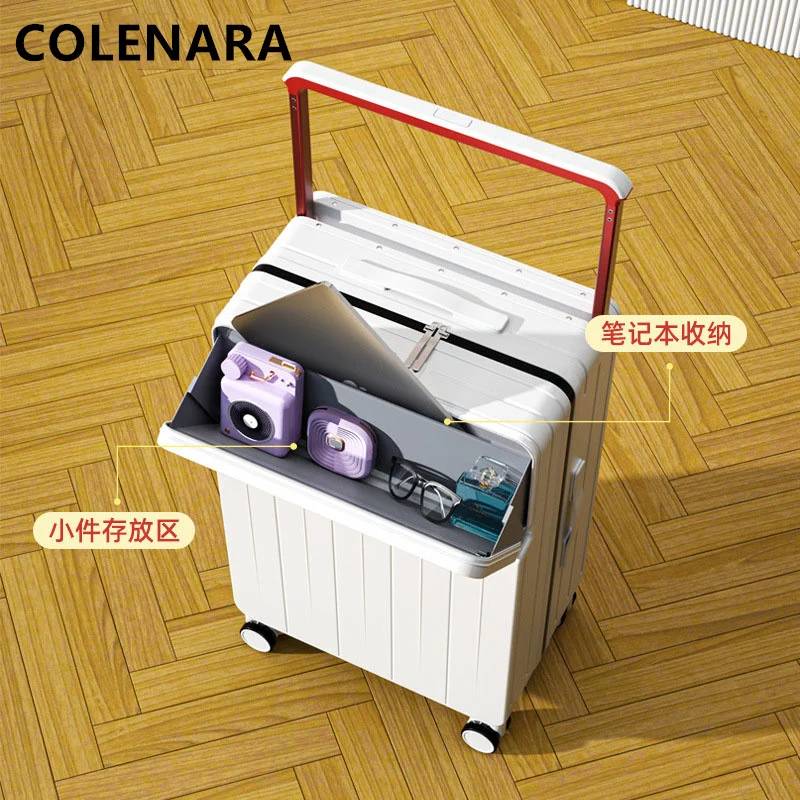 COLENARA 20"22"24"26 Inch Suitcase Box New Universal Multifunctional Front Open Trolley Case Boarding Box Large Capacity Luggage