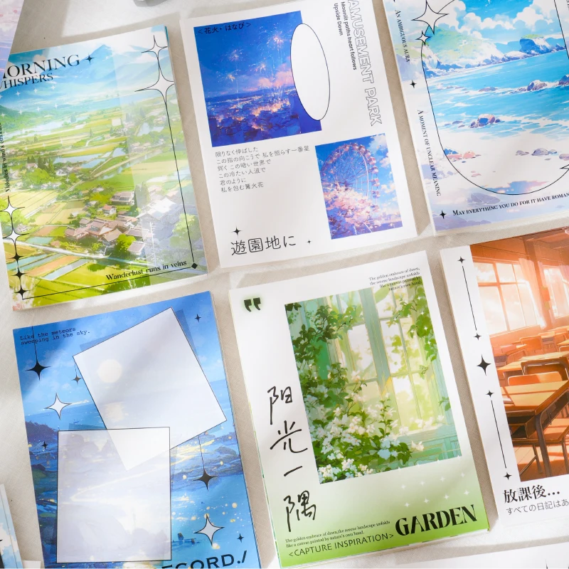 Journal GO 30pcs Aesthetic Decorative Collage Card for Journal Scrapbooking Wall Ins BeautifulScenery Artistic Background Paper