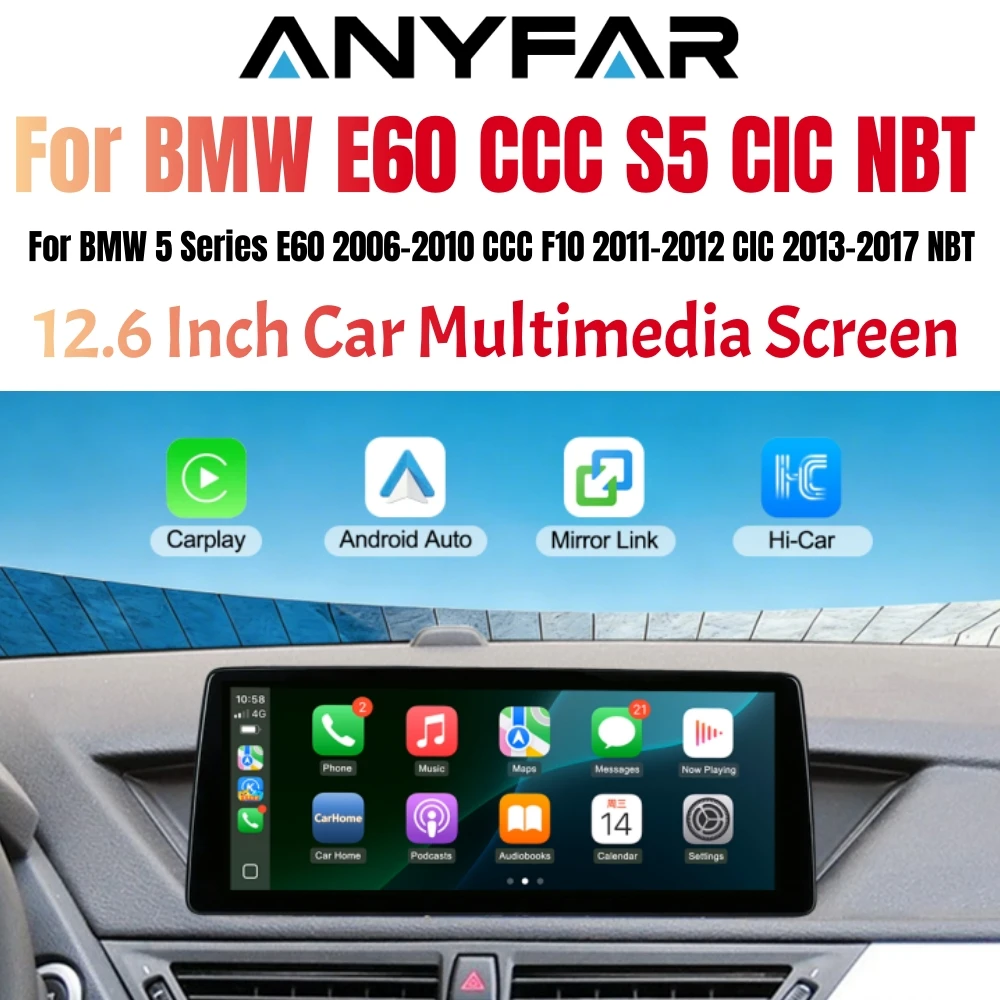 12.6 inch Ultra Wide Linux Screen Upgrade For BMW 5 Series E60 2006-2010 CCC F10 2011-2012 CIC 2013-2017 NBT Carplay Android