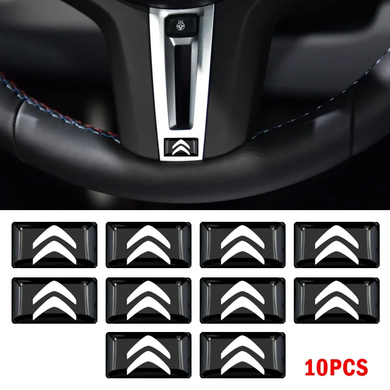 10pcs Creative Car Steering Wheel Center Fender Window Sticker Logo Decal For Citroen C1 C2 C3 C4 C5 C6 C8 C4L DS3 DS4 DS5LS DS6