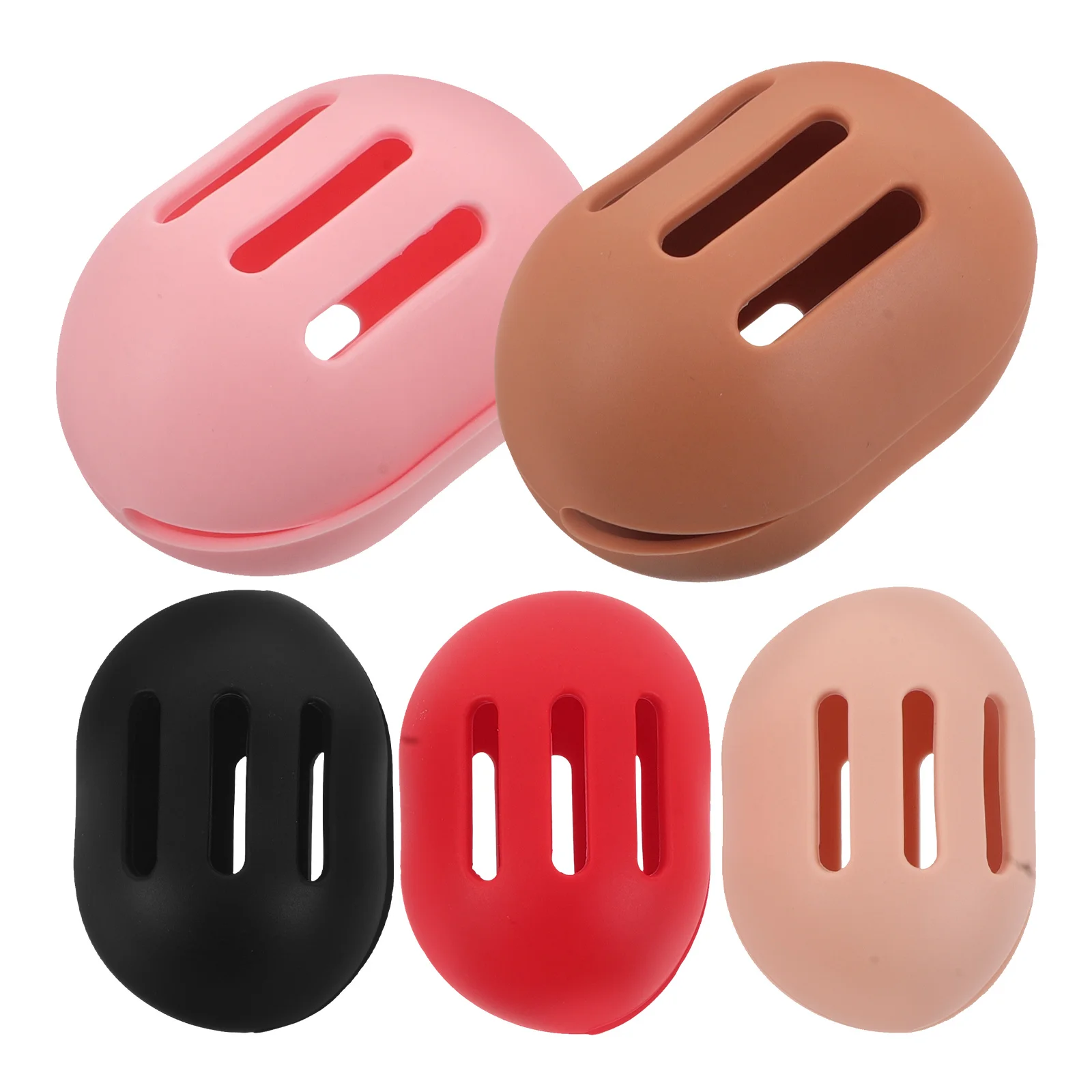 

5Pcs Beauty Egg Organizer Compact Travel Friendly Sponge Container Stylish Colors Khaki Pink Black Red Light Coffee