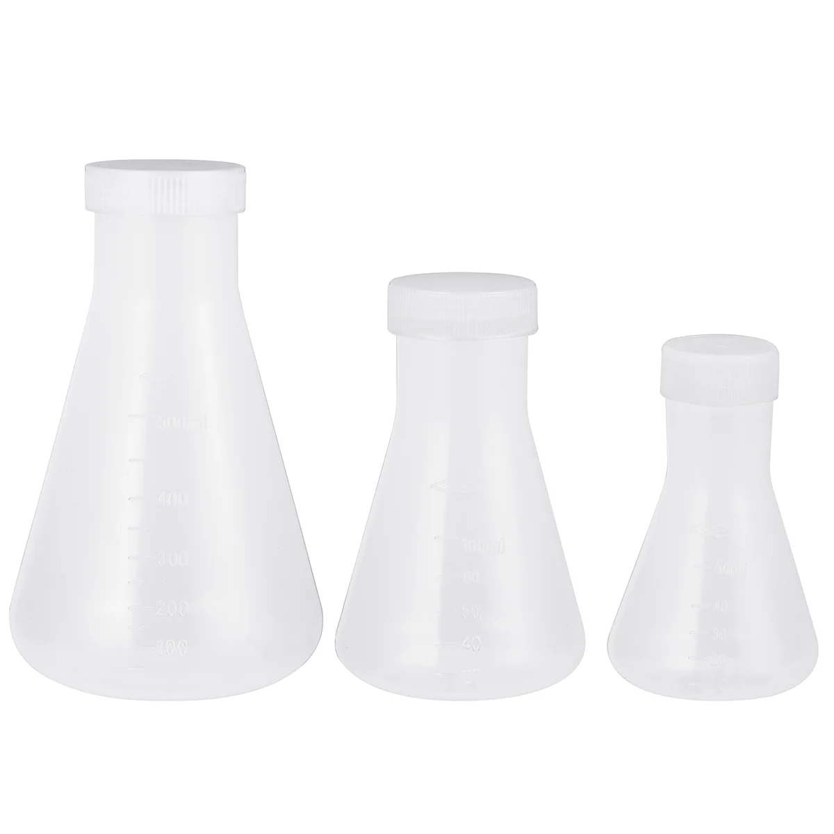 

3 Pcs Plastic Erlenmeyer Flask with Stopper Narrow Mouth Laboratory Conical for Chemistry Beaker