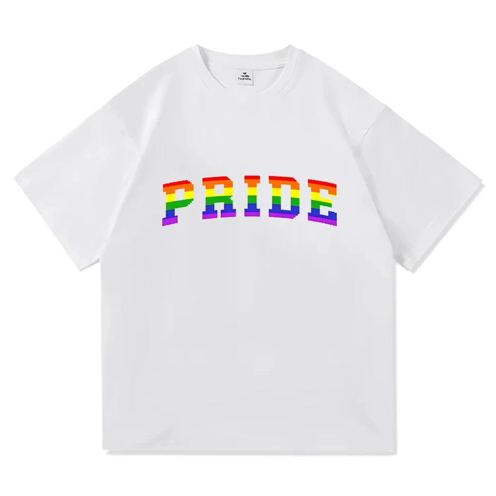 Pride LGBTQ Rainbow Design T-shirt Cotton Short Sleeve Loose Male Tshirts Unisex Streetwear Fashion Graphic Print Merch Tees Top