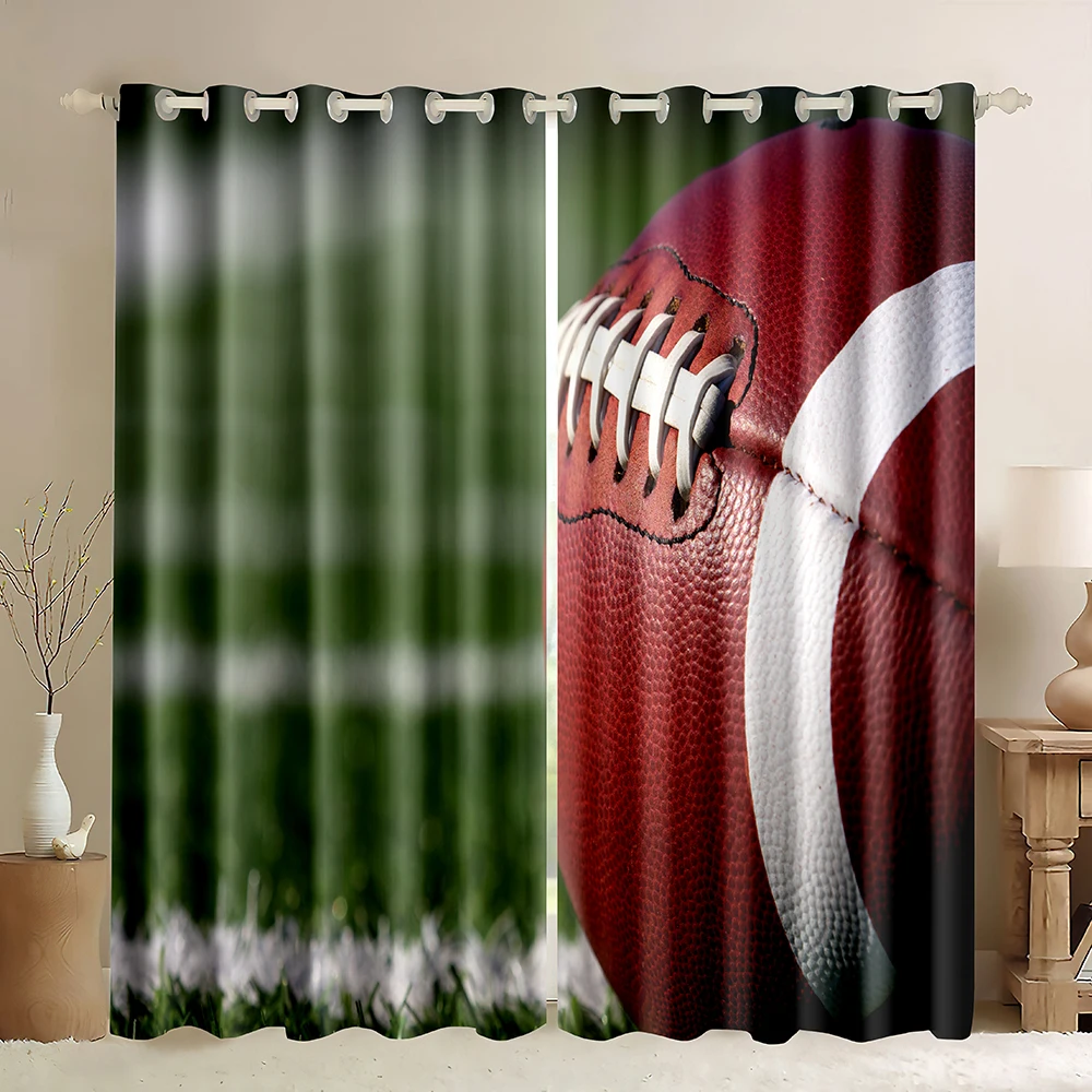 American Football Thermal Blackout Curtains Rod Pocket Sports Themed Fun Traditional Sport Close Up Window Darkening Curtain