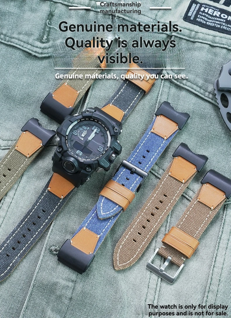 Breathable Canvas Watch Band For Casio G-SHOCK GWG-1000-1A GWG-1000-1A3 GWG-1000-1A1 GB GG Sport Strap Replacement