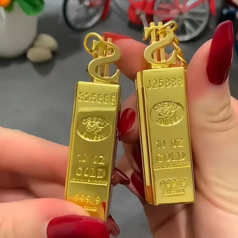 

Creative Metal Pendant Lighter Gold Bar Design Open Flame Lighter Essential Tool for Outdoor Exploration Men's Gift