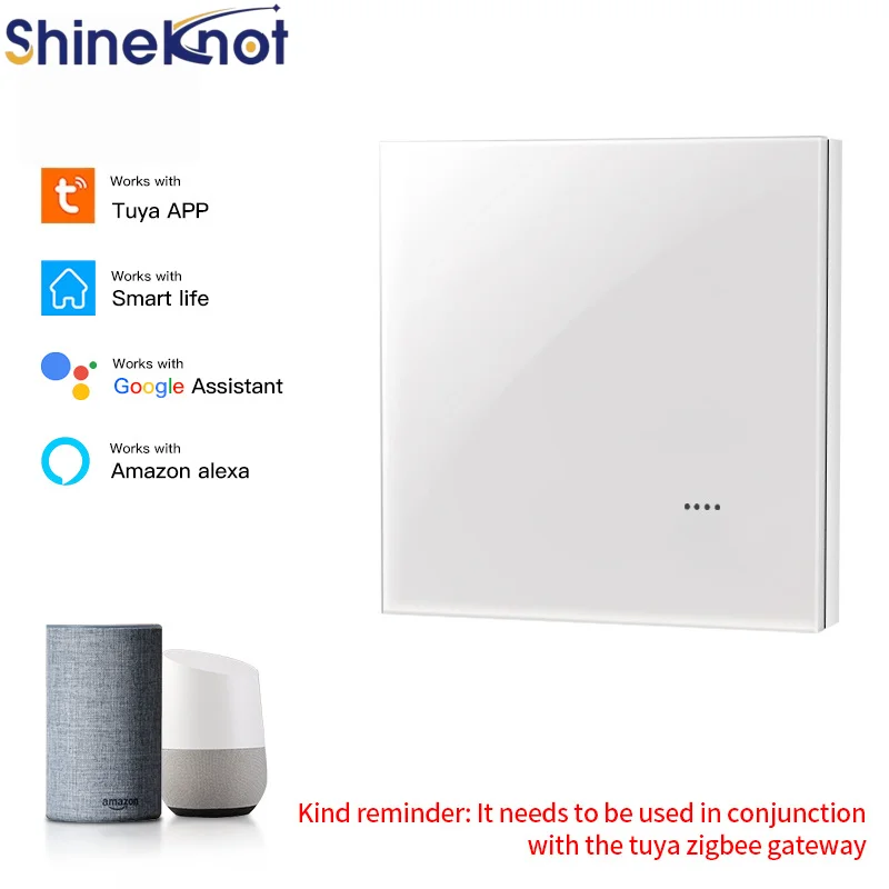 Shineknot Smart Life Tuya Zigbee Smart Switch Mirror Glass Panel Alexa Voice Control Zero Fire Edition AC110-240V