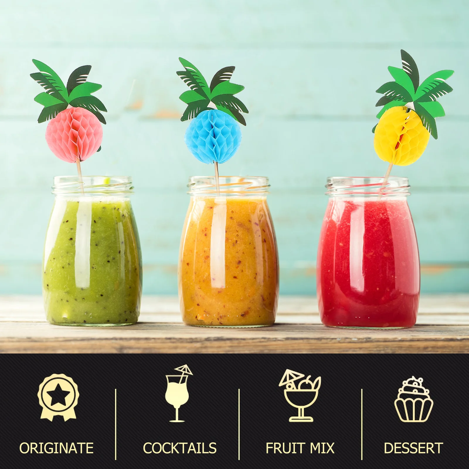 

50pcs Coconut-Tree Fruit Sticks Wooden Party Cocktail Picks For Festival Snack Appetizer Supplies Drink Garnish Food Forks Bar