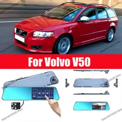 For Volvo V50 Carplay Android GPS Dash Cam AUX FM Radio Dashcam Car Camera Stream RearView Mirror Drive Recorder