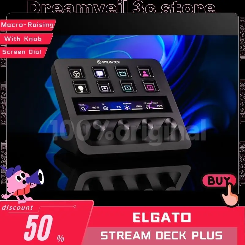 

Elgato Stream Deck Plus Stream Deck+ Black Programmable Keys With Knob Screen Dial Macro-Raising Keypad Living Stream Streamdeck