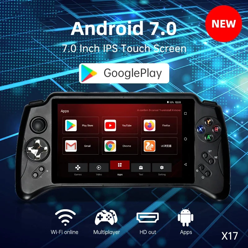 X17 Game Console 5000mAh Android Handheld 7-inch PSP Rocker Arcade Big Screen Handheld Touch Screen Nostalgic Retro Home Gifts.