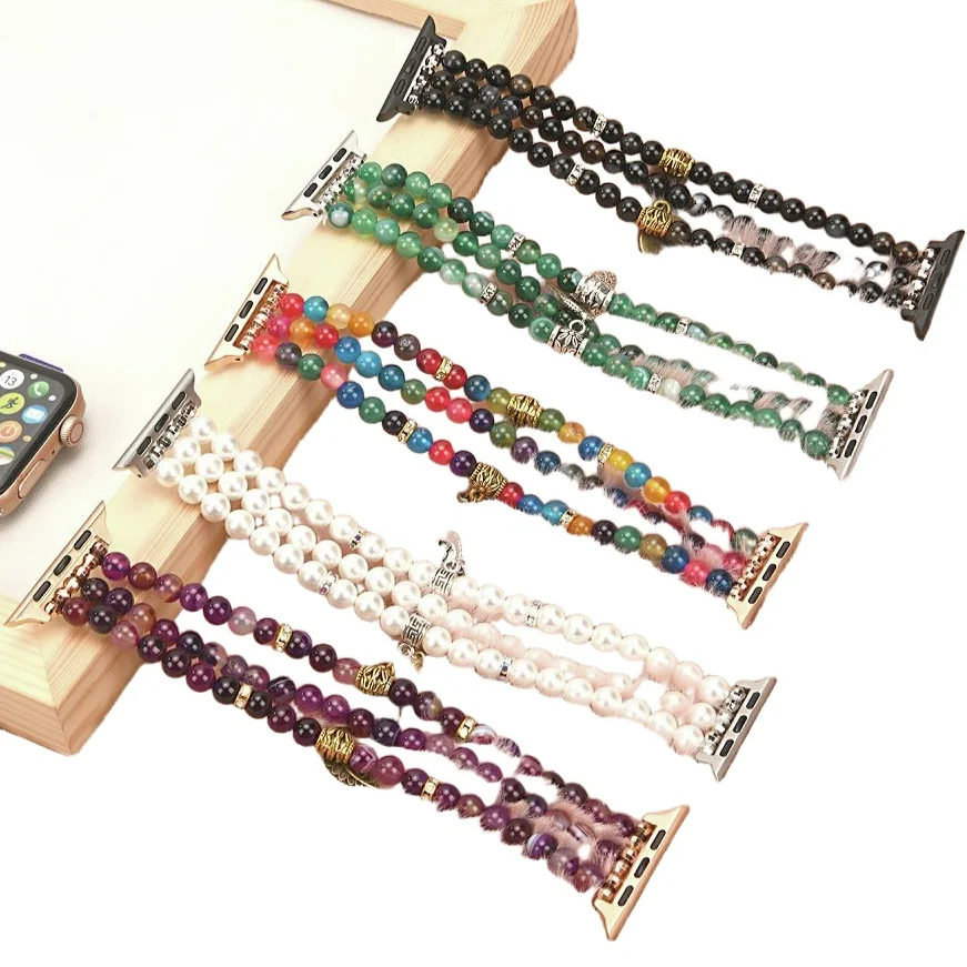 

Beaded Watch Straps Bracelets for Apple Watch Band for Series 11 10 9 8 7 6 5 4 3 2 1 SE Handmade Fashion Elastic Stretchy Bands