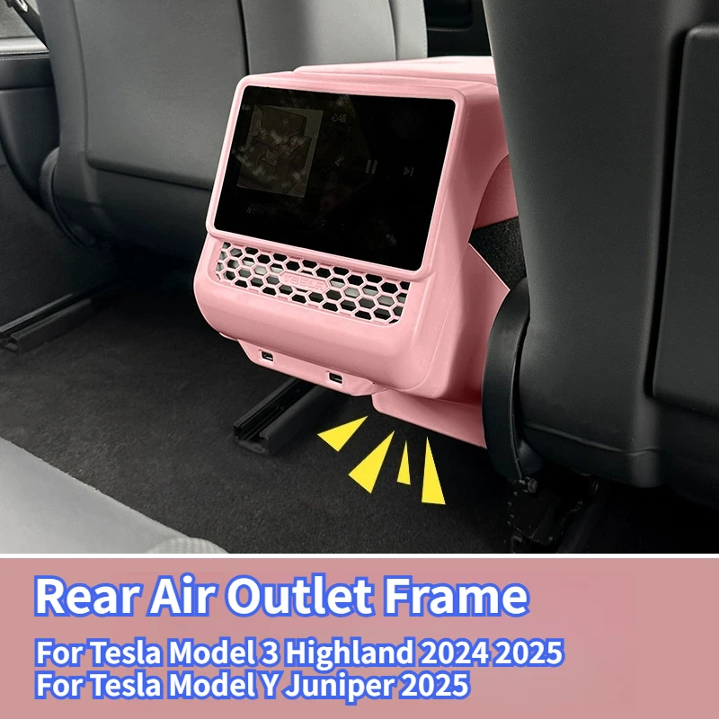

For Tesla Model Y Juniper 2025/Model 3+ Rear Air Outlet Frame Rear Screen Cover Back Air Vent Trim Protective Cover Accessories