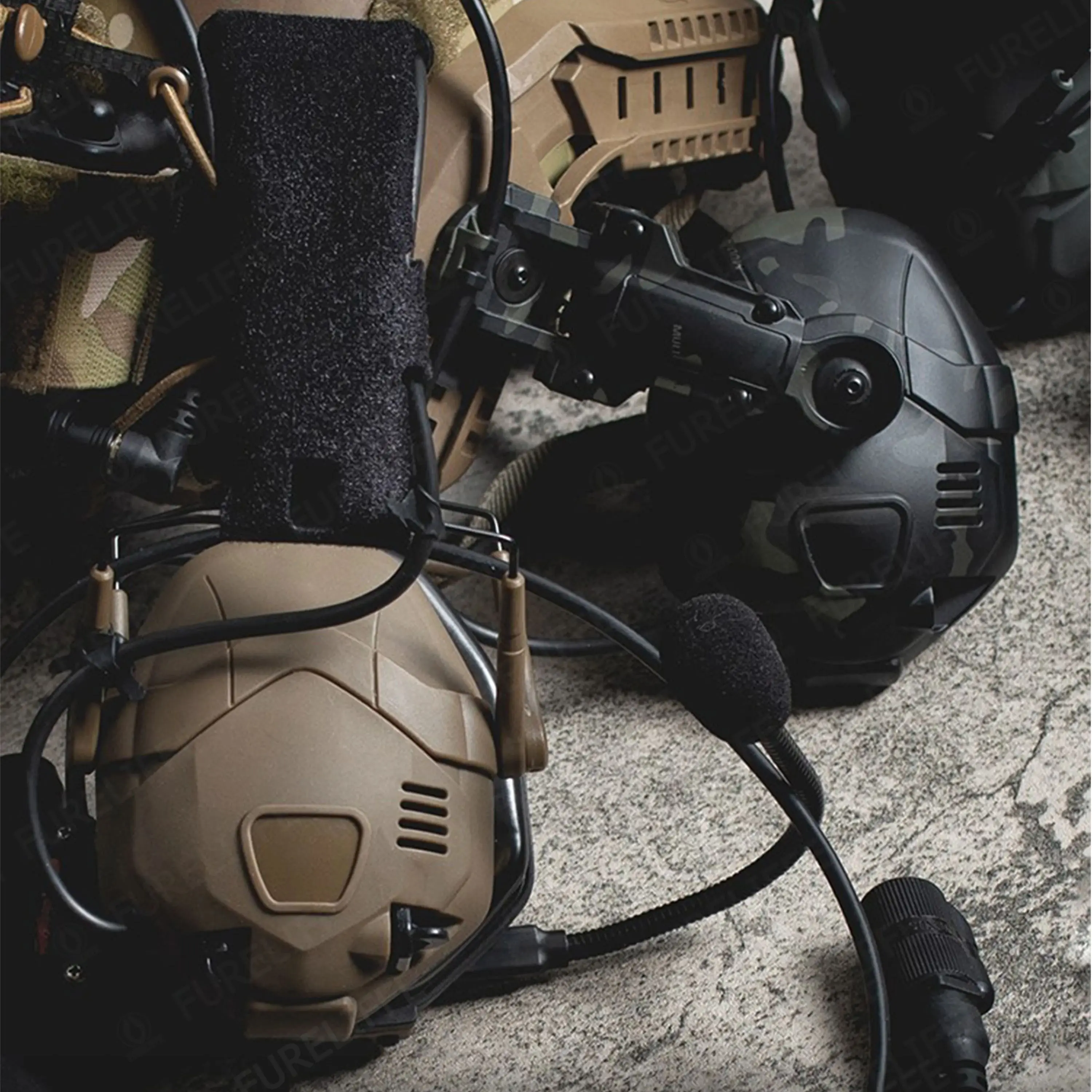 Military Electronic Shooting Earmuffs, Tactical Bluetooth Headset, ops Core Arc and Wendy M-LOK Helmet, Airsoft Hunting Earmuffs