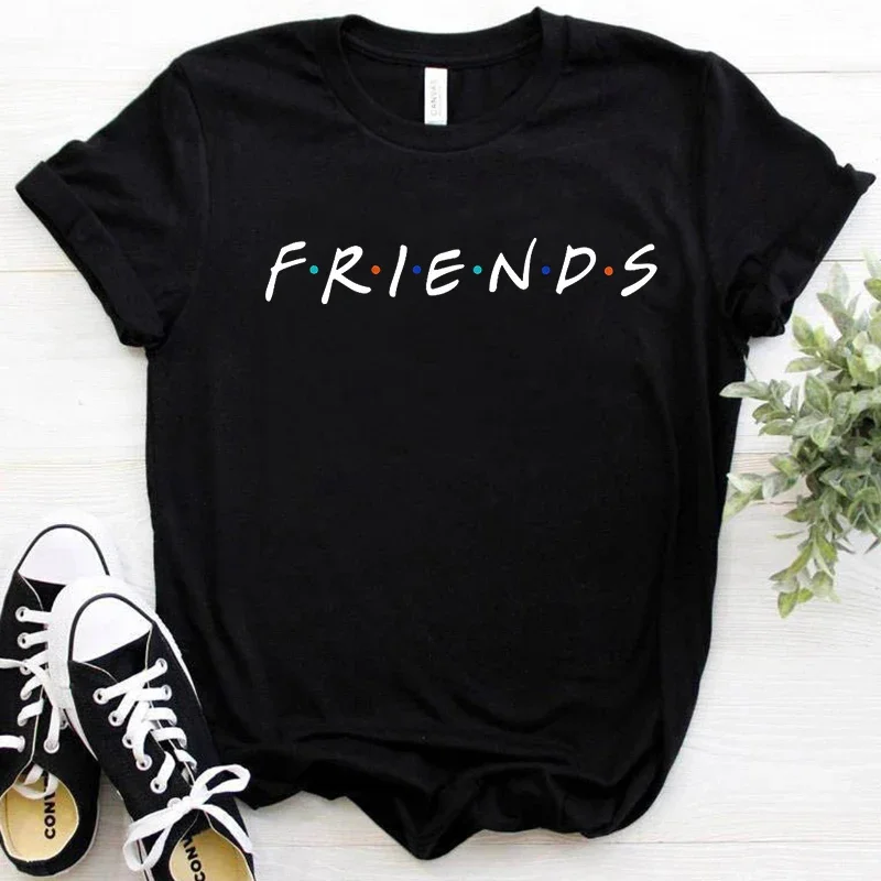 Friends Tv Show  Funny Cartoon T Shirt Women Ullzang Cute Korean Style Kawaii Tshirt Harajuku Best Friend Graphic T-shirt Female