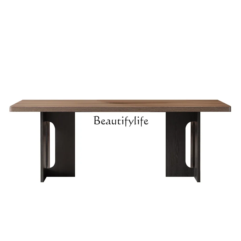 

FG40Solid wood rock slab dining table high-end retro medium and ancient style home use