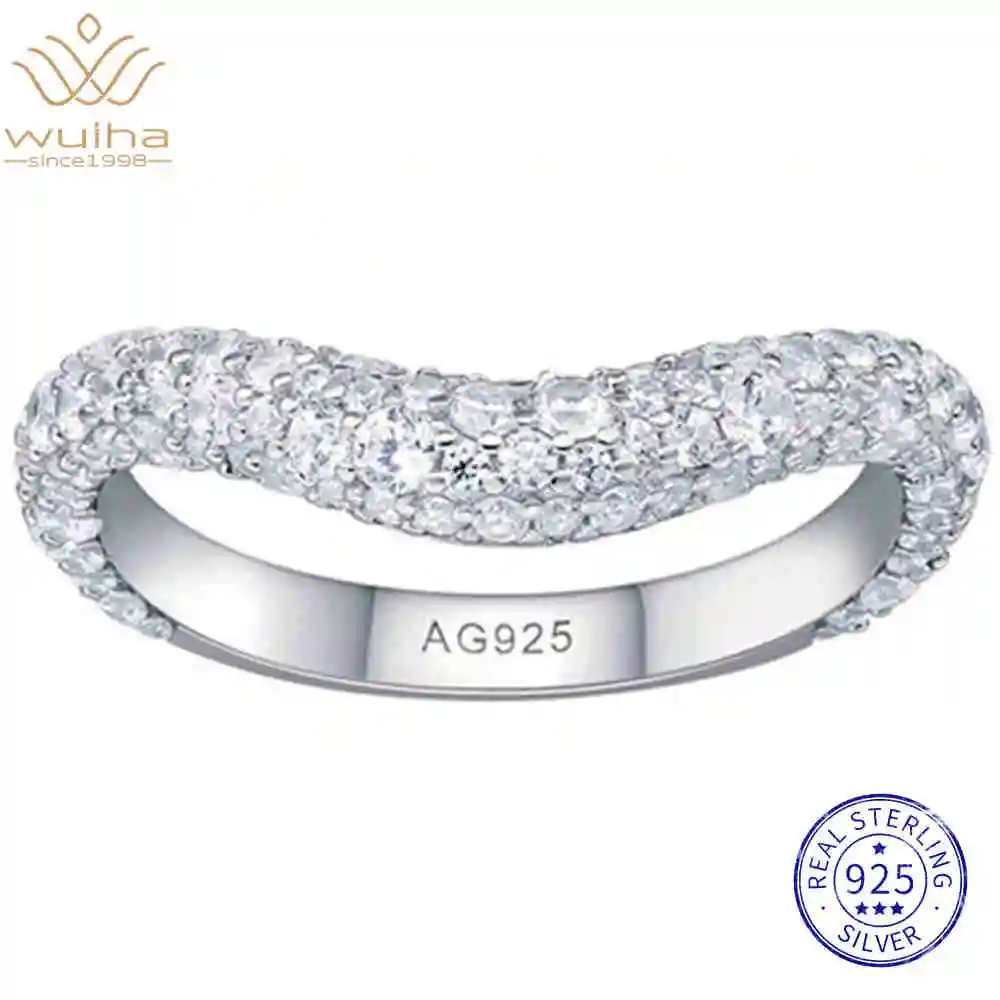 

WUIHA 100% 925 Sterling Silver Lab Sapphire High Carbon Diamonds Gemstone Wedding Band Engagement Ring Fine Jewelry Wholesale