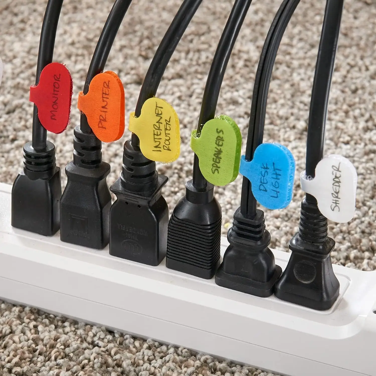 Multi-Color 20pcs Cable Labels with Reusable Hook and Loop Fasteners - Organizing Electronics, Computers & More