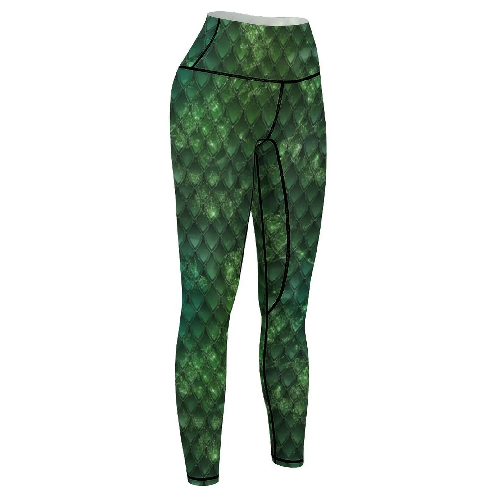 Sparkly dragon scale design - dark green Leggings sportswear gym Sports pants woman Womens Leggings