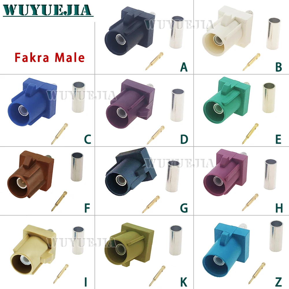 1Pcs Fakra Male Plug Connector Soldering RF Coaxial Wire Connectors for RG316/RG174 Pigtail Cable Fakra A/B/C/D/E/F/G/H/I/K/Z