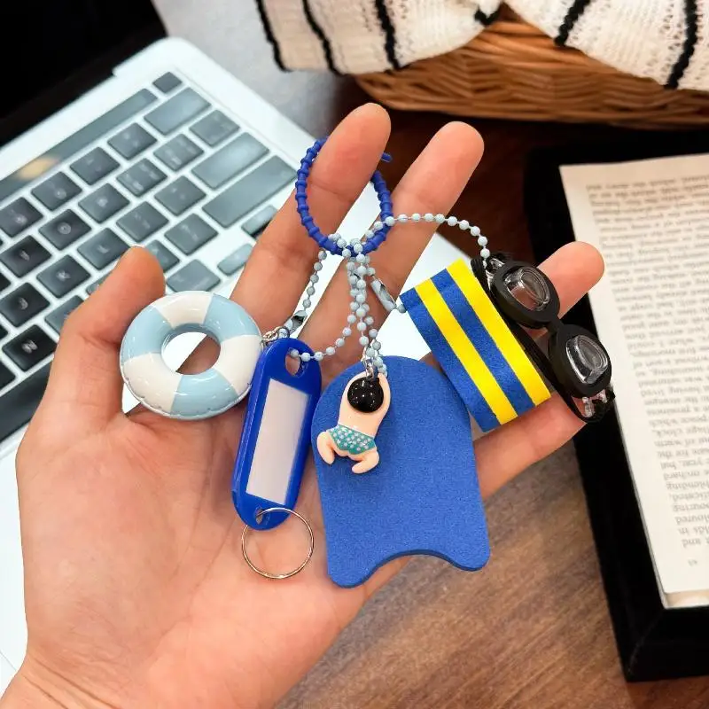 Sport Style Keychain Cute Swim Ring Girl Boy Pendant Backpack Hanging Piece Bag Charm Car Key Chain Chic Accessories Gift