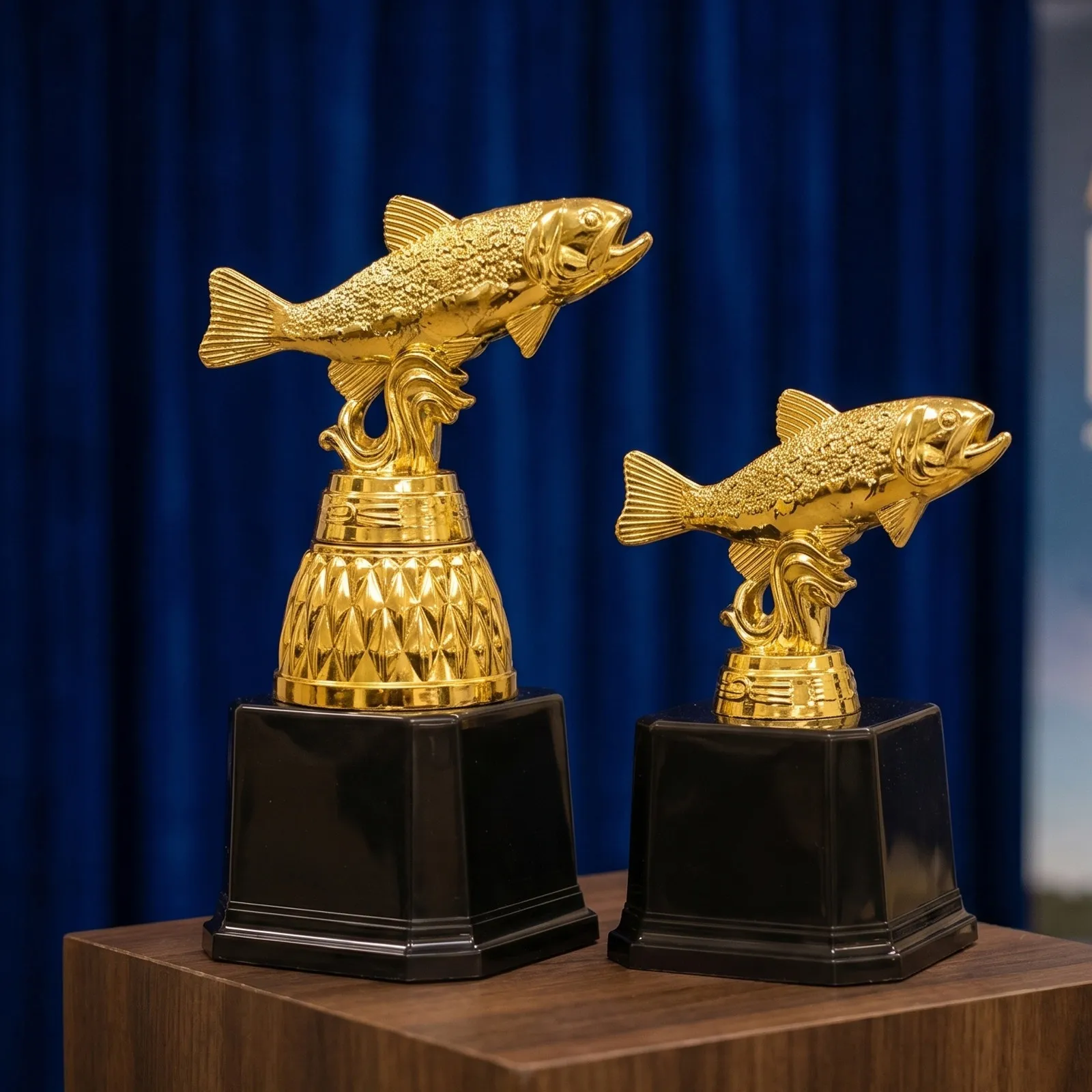 2pcs Angler Competition Trophy Mini Plastic Trophy Cups Champion Gold Fish Figurine Award Cups For Fishing Tournaments Award