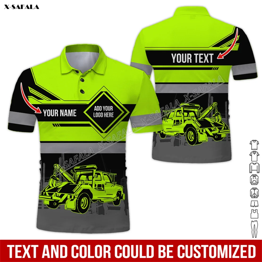 

Semi Mixer Tow Truck Service D Printed Reflection Men Adult Polo Shirt Short Sleeve Top Tee Breathable Uniform Workwear Safety