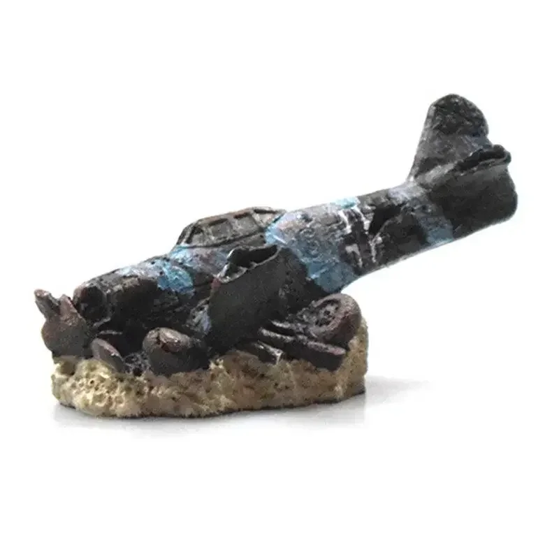 Aquarium Accessoires Small Aircraft in  Ship Wreck  Decor Landscape Decoration Boat Fish Tank Ornament Background Aquascaping