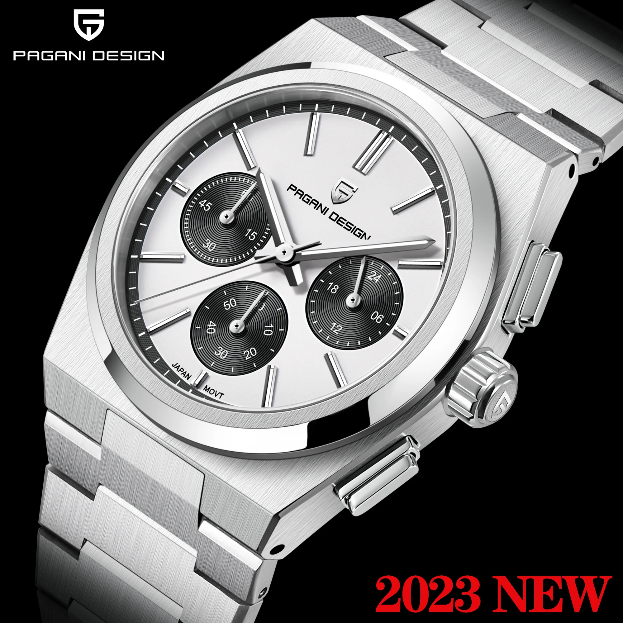 PAGANI DESIGN 2024 New Classic Men\'s Sport Quartz Watches Sapphire Stainless Steel VK63 Waterproof Clock Relogios Masculinos