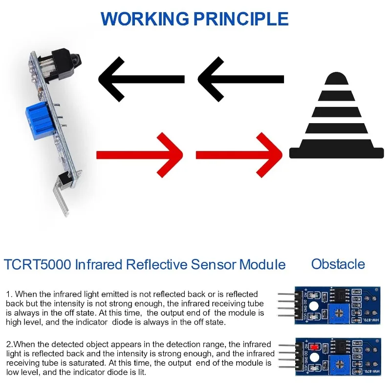 5-20Pcs TCRT5000 Infrared Reflective Sensor Module IR Photoelectric Switch Tracing Module for Arduino STM32 Smart Car Robot