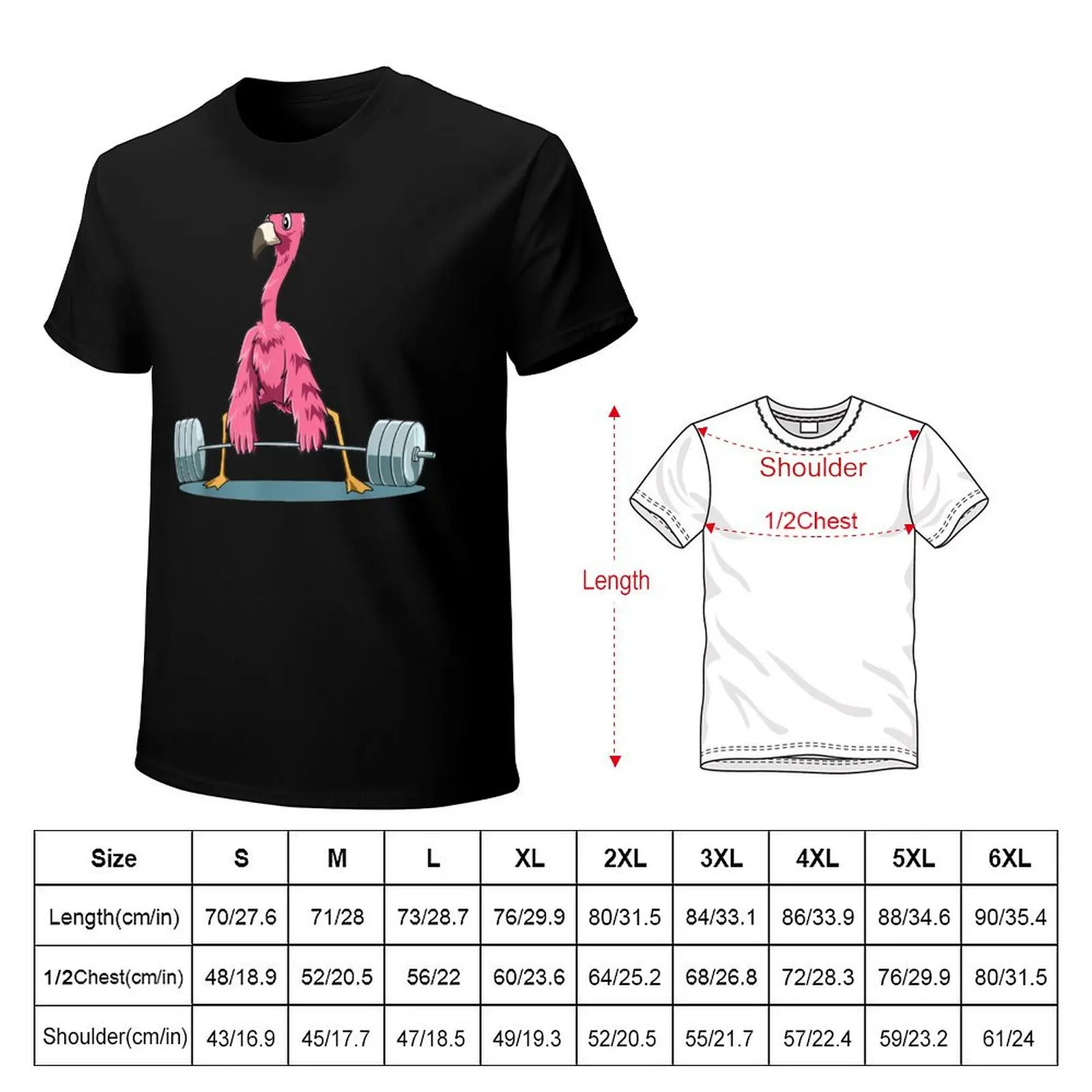 Weightlifting Flamingo Deadlifting Flamingo Powerlifting Gym T-Shirt Vintage Print Crew Neck Tee