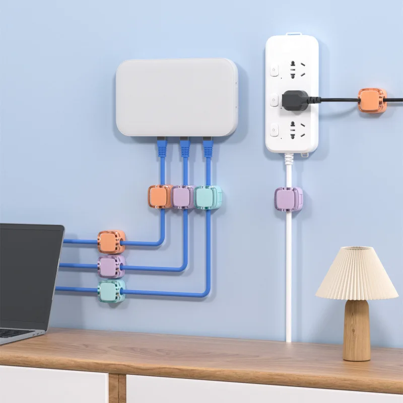 คลิปหนีบสายเคเบิลแม่เหล็กสีสันสดใส 3 แพ็คสายเคเบิลที่วางสายไฟแบบปรับได้ใต้โต๊ะการจัดการสายเคเบิลตัวจัดสายเคเบิล