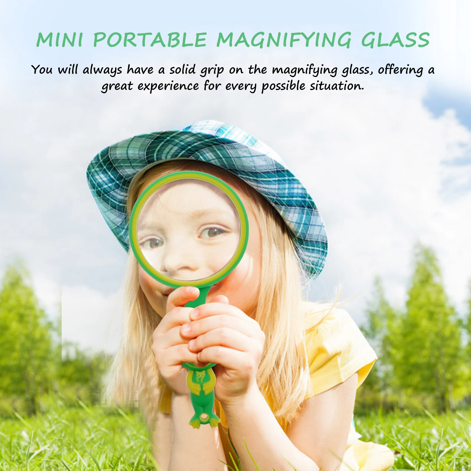 

Adorable Mini Portable Magnifying Glass for Kids Reading Microscope Durable Glass Lens Rubber Handle Student Learning Tool