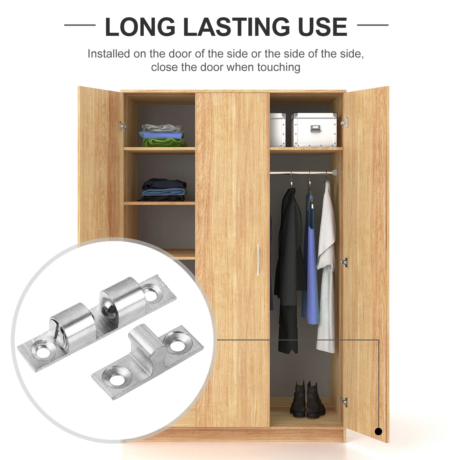 

6Pcs Ball Catch Silver Cabinet Door Brass Dual Ball Roller Catch Latch Durable Brass Copper Latch Cabinet Door Holder