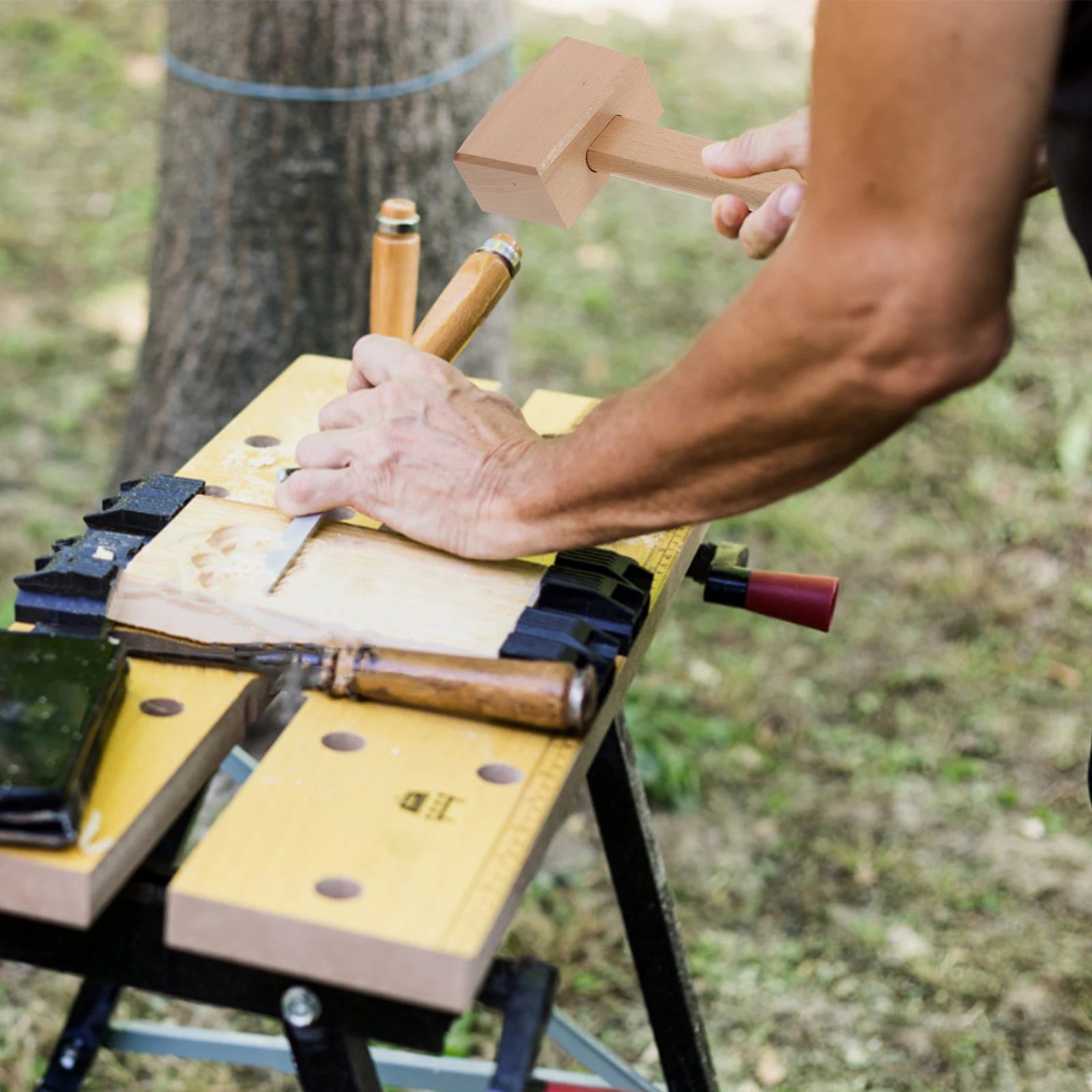 

Handmade for Woodworking DIY Leathercraft Manual Durable Sturdy Woodworkers Mallet Handle Hammer DIY Tool Hammer For Woodworking