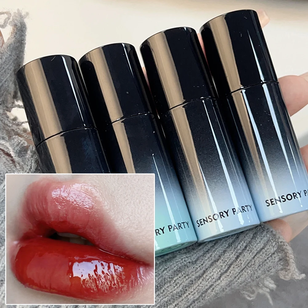 4colors Mirror Water-light Lip Glaze Moisturizing Waterproof Lasting Jelly Pink Glass Red Tea Liquid Lipstick Makeup Cosmetics