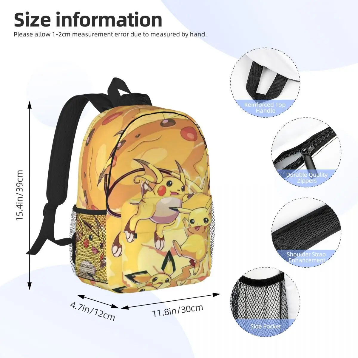 Zaino Pokemon compatto da 15 pollici: elegante borsa leggera, perfetta per studenti e pendolari