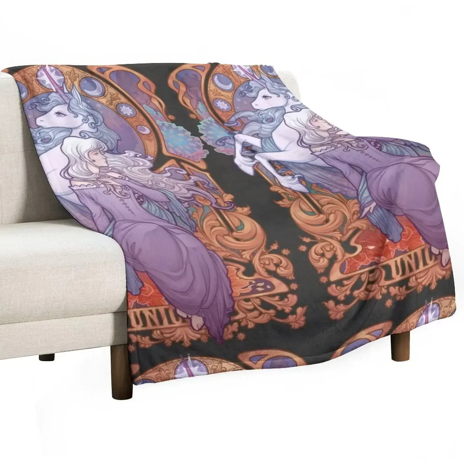 Lady Amalthea - The Last Unicorn Throw Blanket Blankets For Sofas Retros warm winter Sofa Blankets