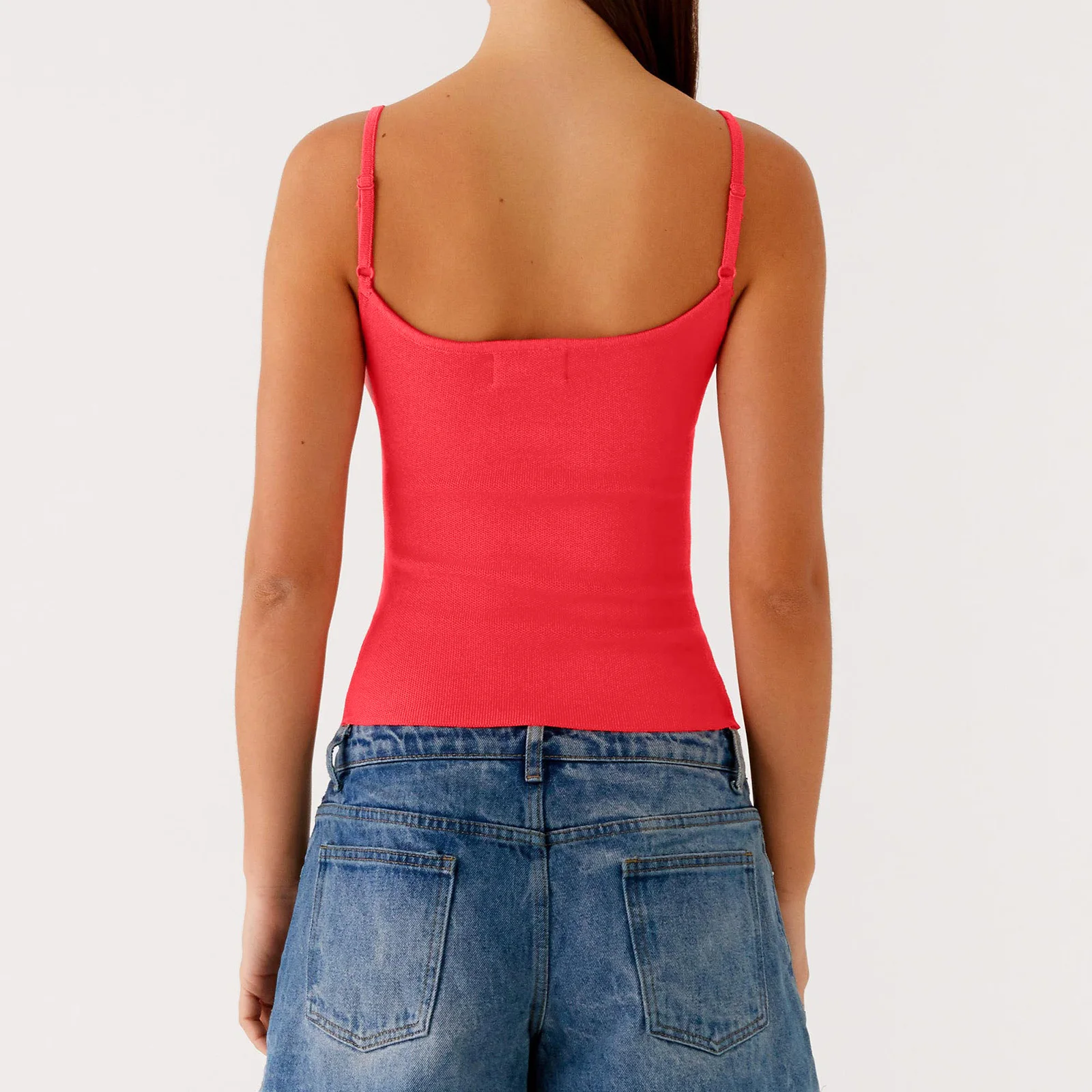 Canotta da donna in maglia senza maniche con spalline e vestibilità con stampa floreale - Elegante canotta corta estiva