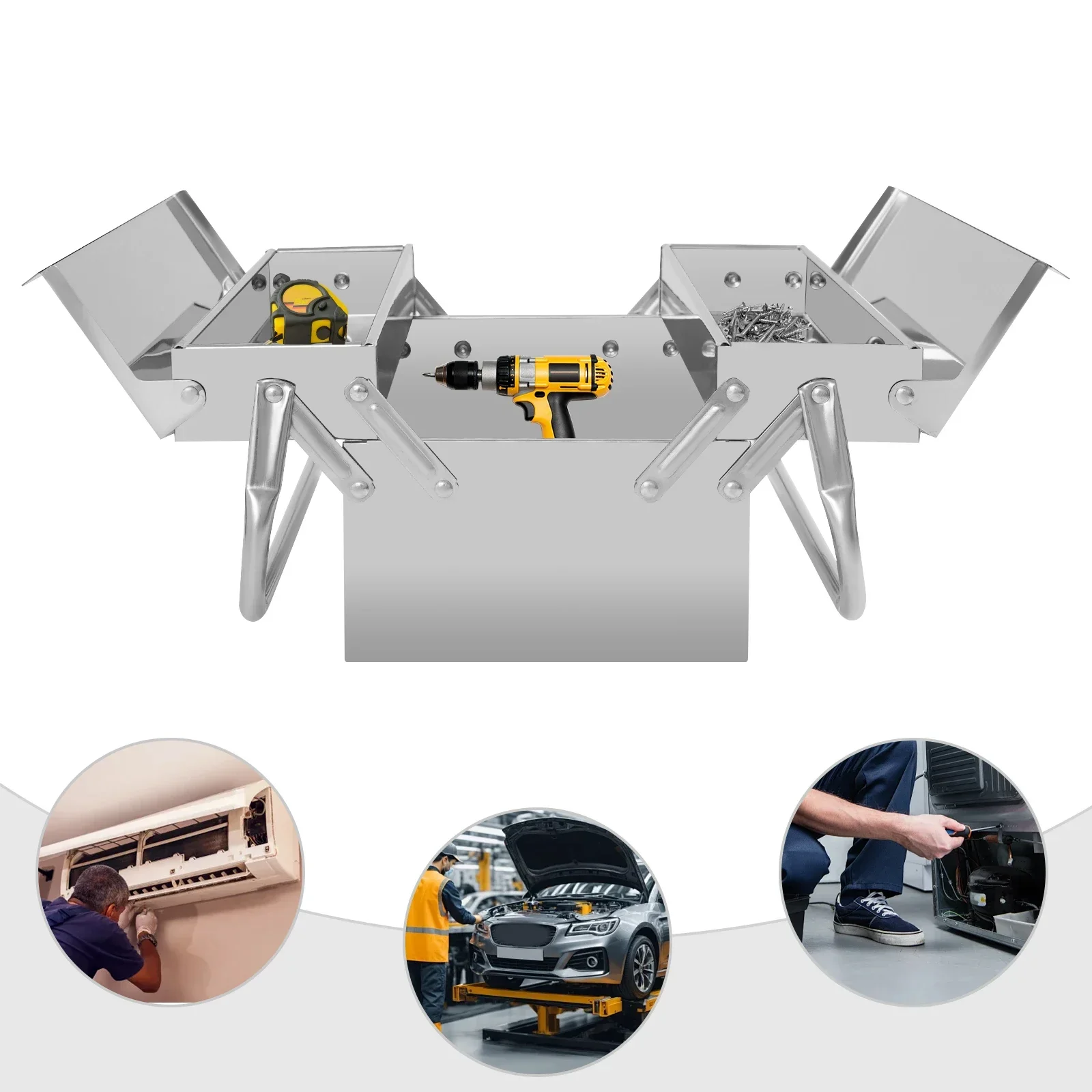 

Dual-handle Design Tool Storage Box Folding Tool Box 2-Layer Multi-Function Tool Organizer for Screwdrivers Wrenches ﻿ ﻿