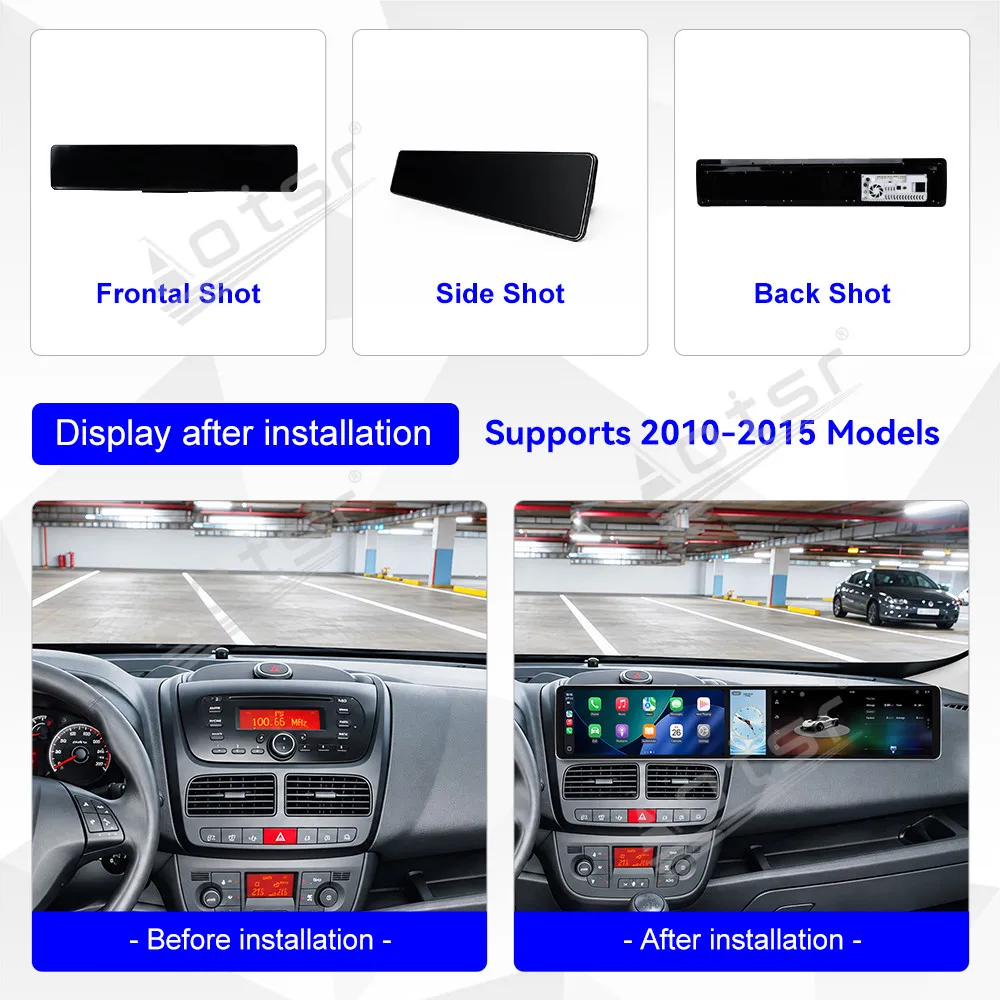 Radio Tape Recorder 12.3 Inch Combined Screen For Fiat Doblo 2010-2015 Matte Black Android 15 GPS Navigation Car Multimedia