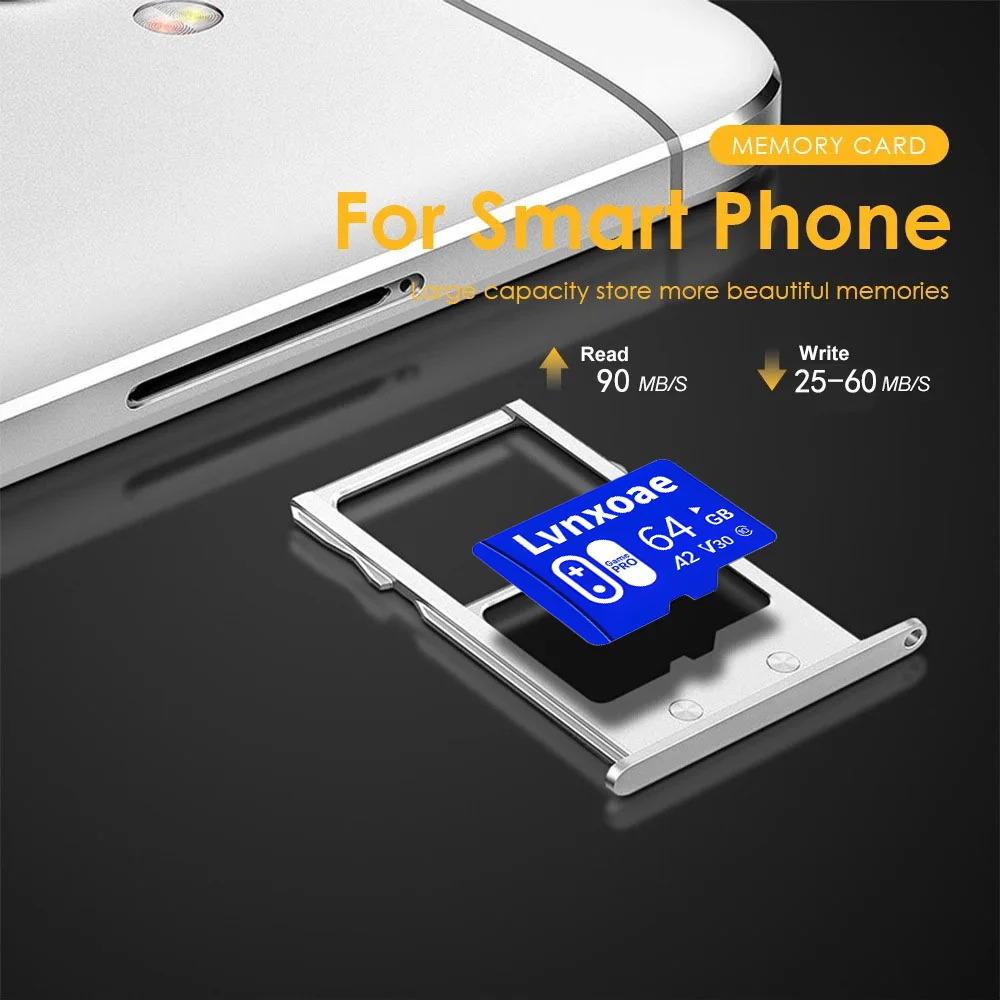 بطاقة ذاكرة صغيرة 128 جيجابايت 64 جيجابايت بطاقة SD A2 V30 U3 عالية السرعة C10 TF بطاقة فلاش 32 جيجابايت 16 جيجابايت لكاميرا الهاتف لشاومي لسوني