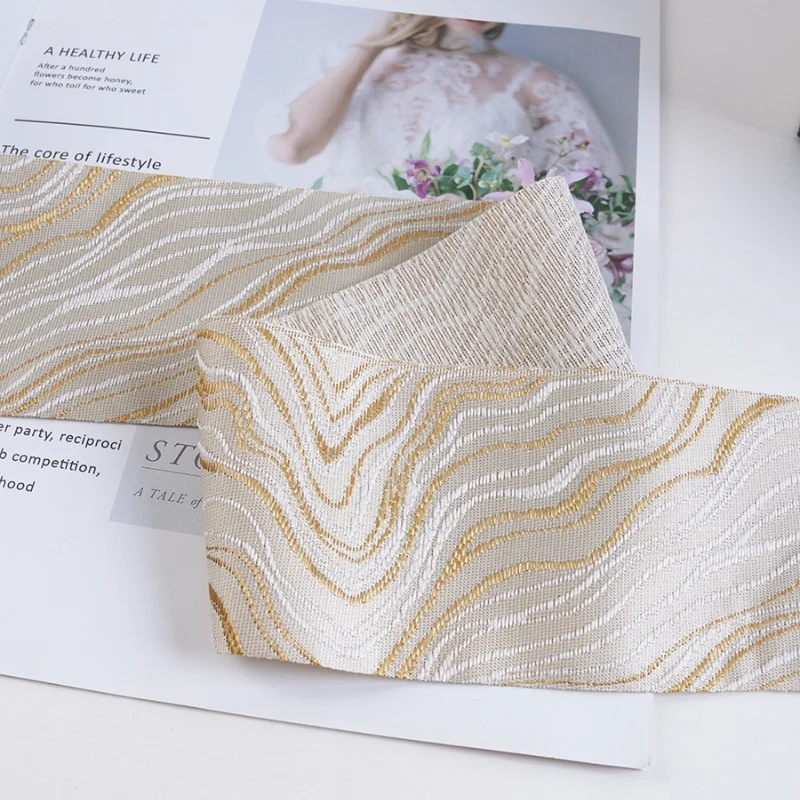 25M/Roll 8cm Wide Striped Embroidery Jacquard Lace Ribbon Belts Webbing Curtain Accessories Pillow Sofa Edge Decor DIY Sewing