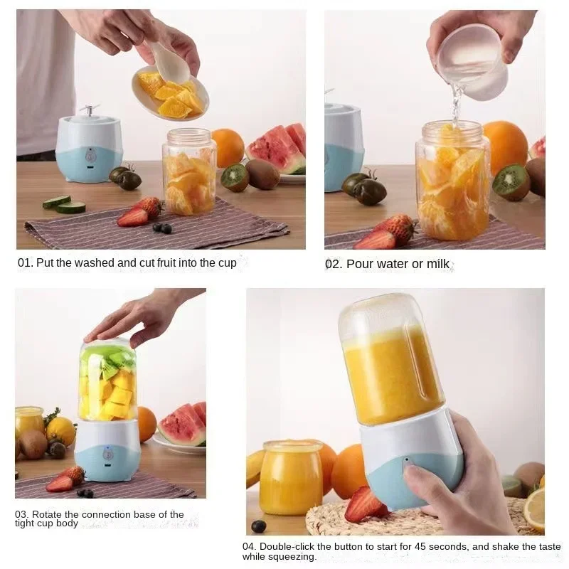 Portable Blender USB Rechargeable Mini Juicer Blender Household  Mixer Machine For Juices Shakes And Smoothies Juice Extractor